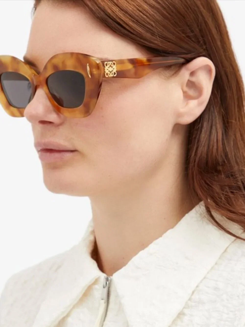 Loewe LW40127F 66A Cat Eye Sunglasses - Red / Grey